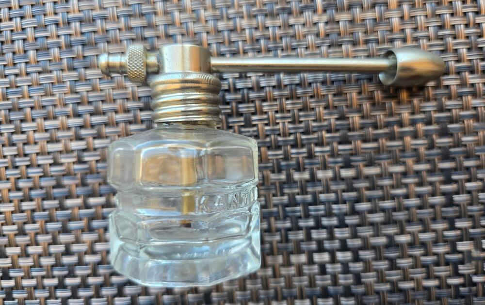 Vintage Perfume Atomizer Bottle Kantleek usa - Clear Glass Art Deco Flair 1940's